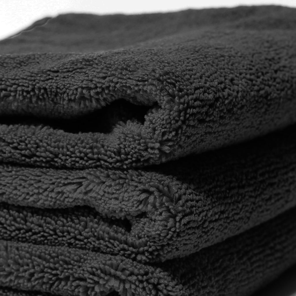 3 Black / Red Premium 24x16 Microfiber Towels